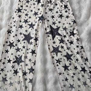 Origami Star Print Wide Leg Pants Boho Lounge Drawstring Medium Boutique